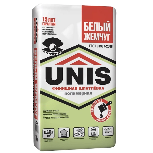 Шпаклевка финишная полимерная unis белый