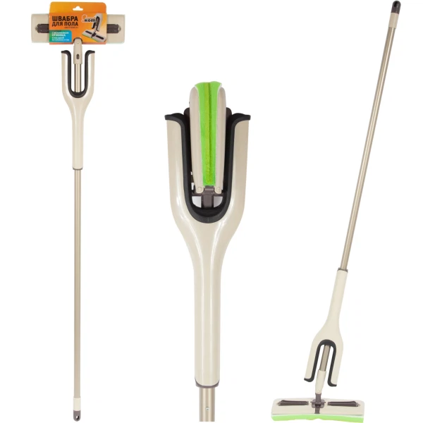 

швабра для пола butterfly с механизмом отжатия и насадкой из поролона и пва рыжий кот 004655