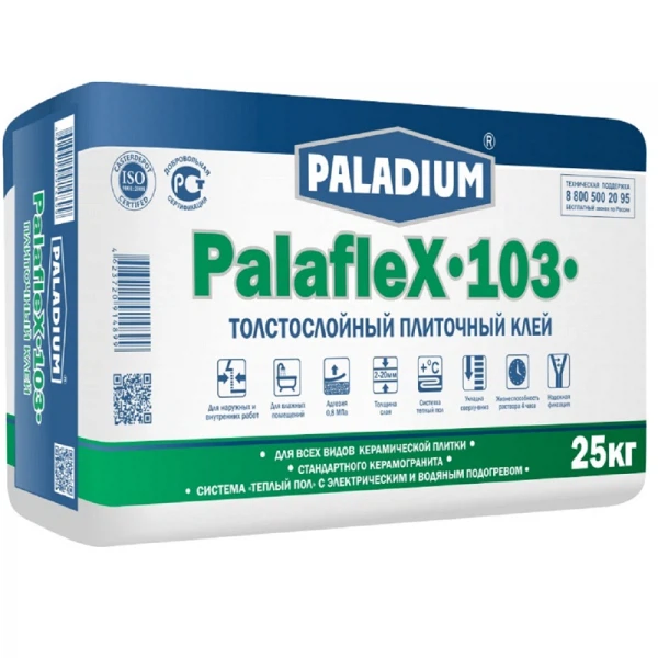 Клей для плитки толстослойный paladium palaflex-103, 25 кг