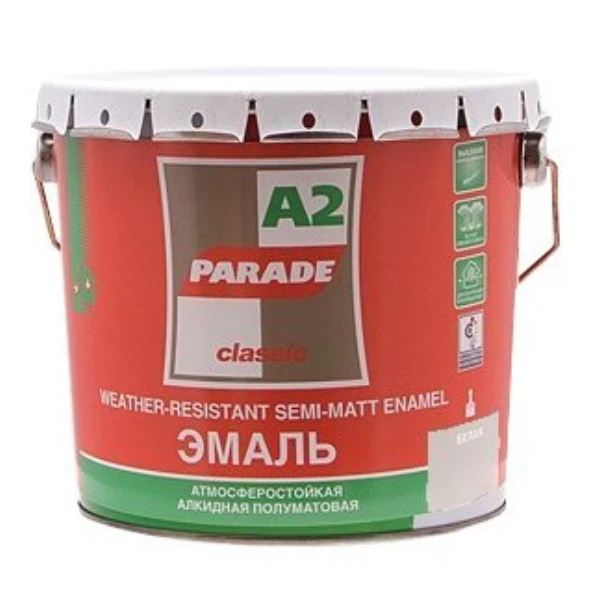 Эмаль parade a2 0,75л белая п/матовая, база