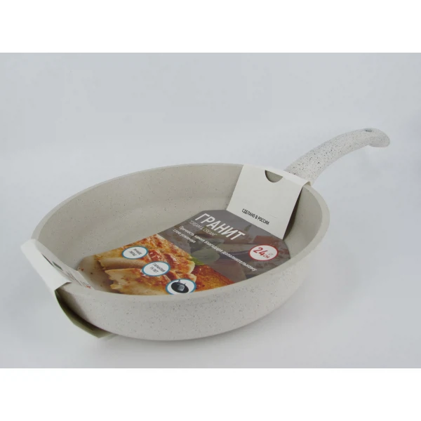 

сковорода глубокая 24см dariis гранит крем-крем без крышки hur-a-073 gr