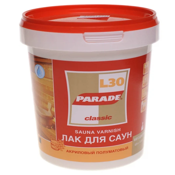 

лак для саун акриловый l30 parade 0.9л, Бесцветный
