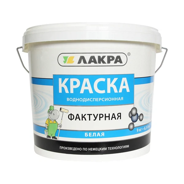 Краска фактурная  белая 9кг л-с Лакра, код