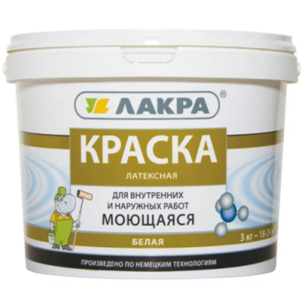 Краска  лакра интерьерная  моющаяся белая