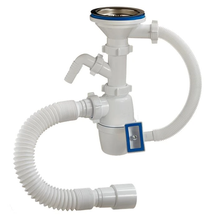 Изображение товара Сифон Орио 3 1/2 40 с отводом для стиральной машины, переливом и трубой А-4011