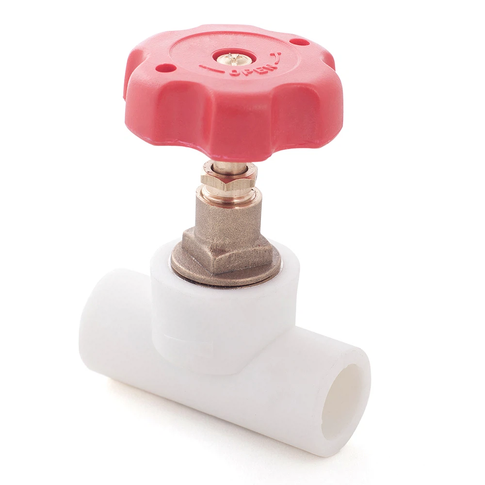 Изображение товара Вентиль 90° внутренний/внутренний D32 из полипропилена с латунным узлом RTP