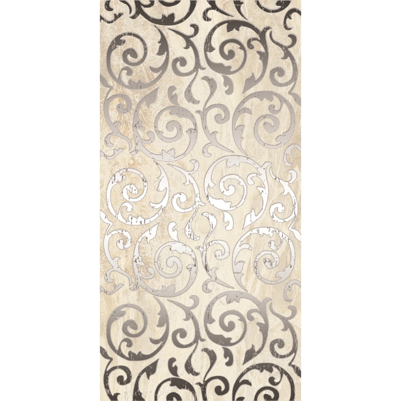 Изображение товара Декор для стен Элегия D2 30x60 см бежевый глянцевый узор вензеля