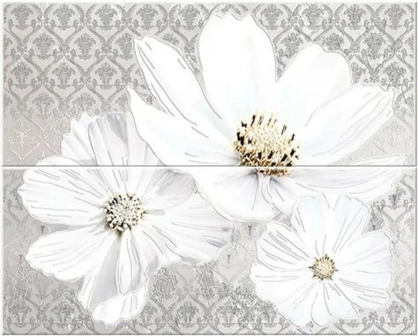 

панно из 2шт sfumato grey floret, Серая