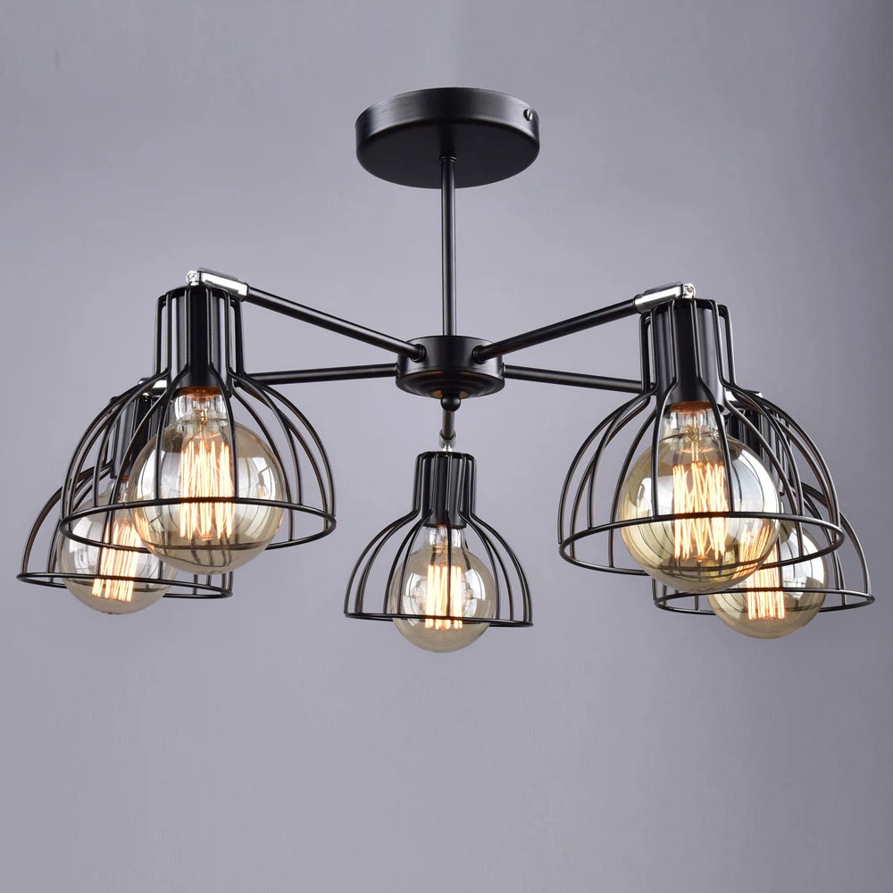 Изображение товара Потолочная люстра РОССвет Нубия 5x60Вт Лофт с металлическим плафоном