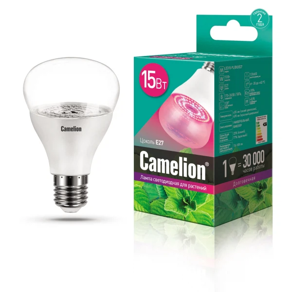 

лампа светодиодная camelion 12770 для растений е27 груша 220вт