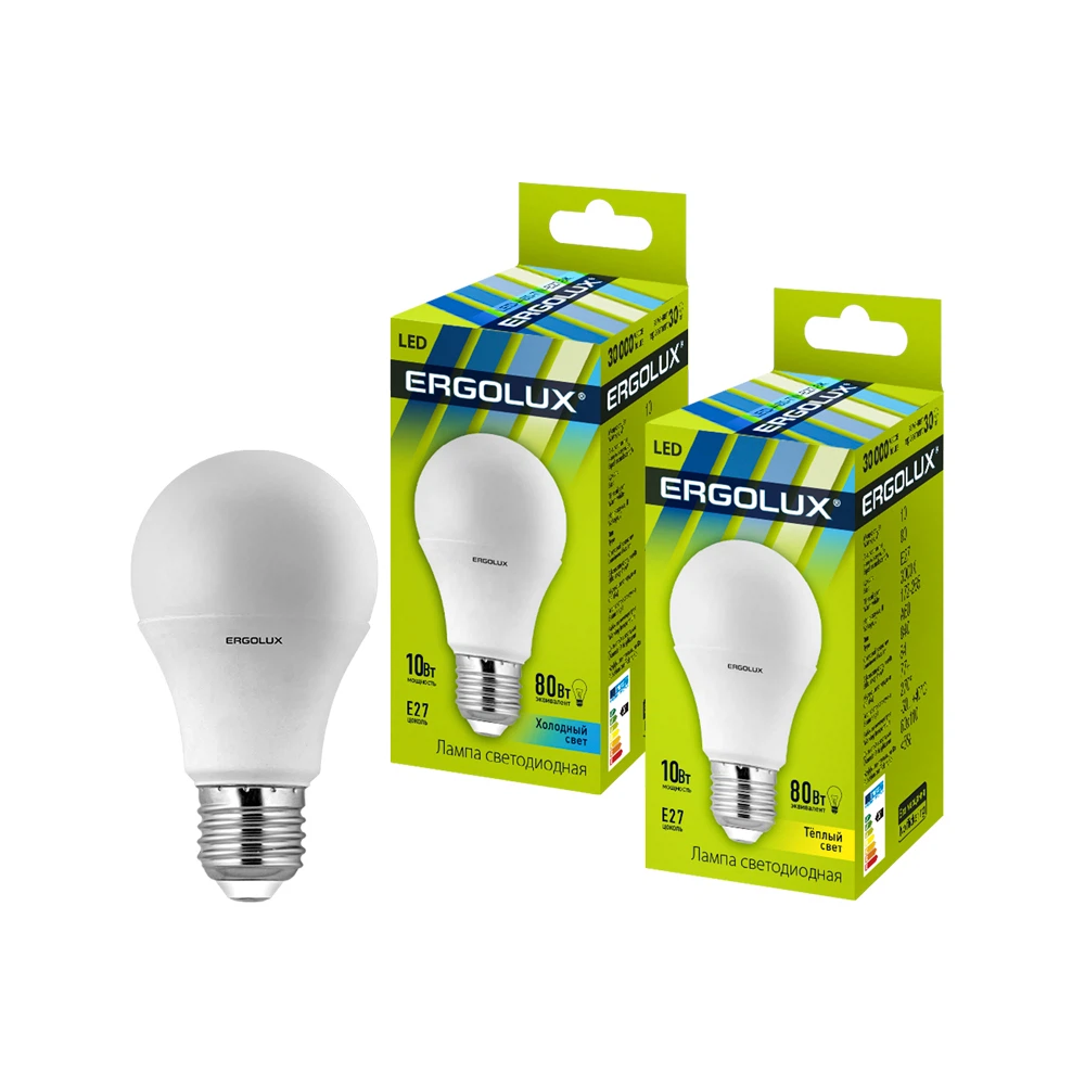 Изображение товара Лампа светодиодная Ergolux 12149 Е27 10Вт Груша 220Вт 4500К