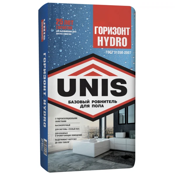 Стяжка пола unis горизонт hydro, 25 кг