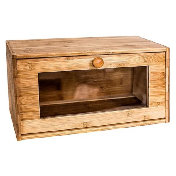 Br-182 хлебница с прозрачной дверцей, 38,5*22*19см, бамбук bravo