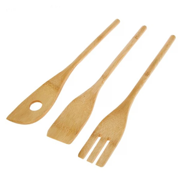 Br-568 набор кухонных принадлежностей 3штуки: лопатка, ложка, лопатка скос, 30*6см, бамбук bravo