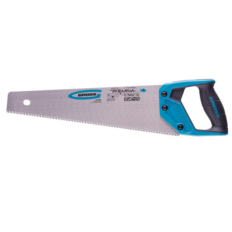 Изображение товара Ножовка по дереву 400мм 7-8 TPI, 3D закал.зуб, двухкомп. ручка, Gross 24109