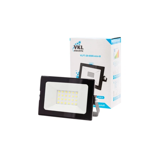 

прожектор светодиодный led 20w vlf7-20-6500-mini-b 6500к 1800лм 220v ip65 черный
