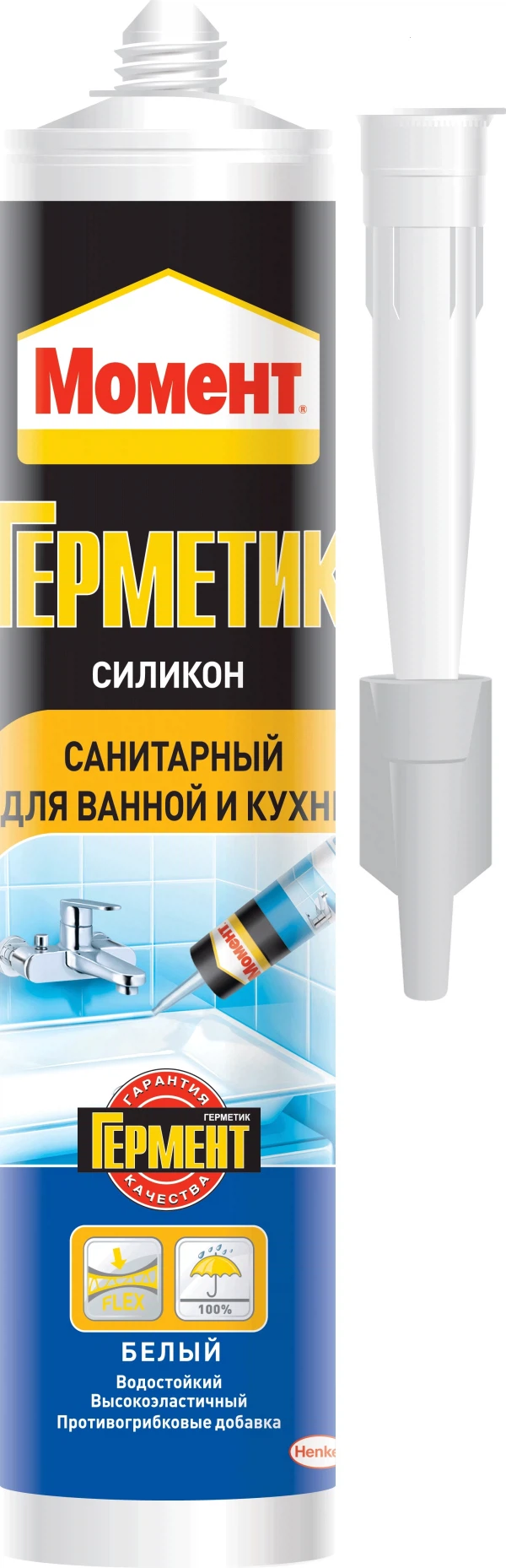 

герметик силиконовый henkel момент для ванны и кухни белый 280мл 22568