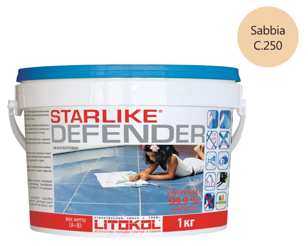 

затирка эпоксидная litokol starlike defender, цвет бежевый, 1 кг, Бежевая