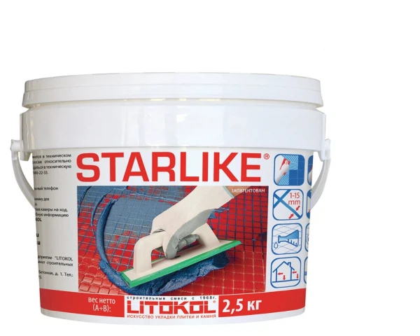 

затирка эпоксидная litokol litochrom starlike, цвет абсолютно белый, 2,5 кг