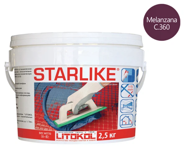 

затирка эпоксидная litokol litochrom starlike, цвет баклажан, 2,5кг, Синий