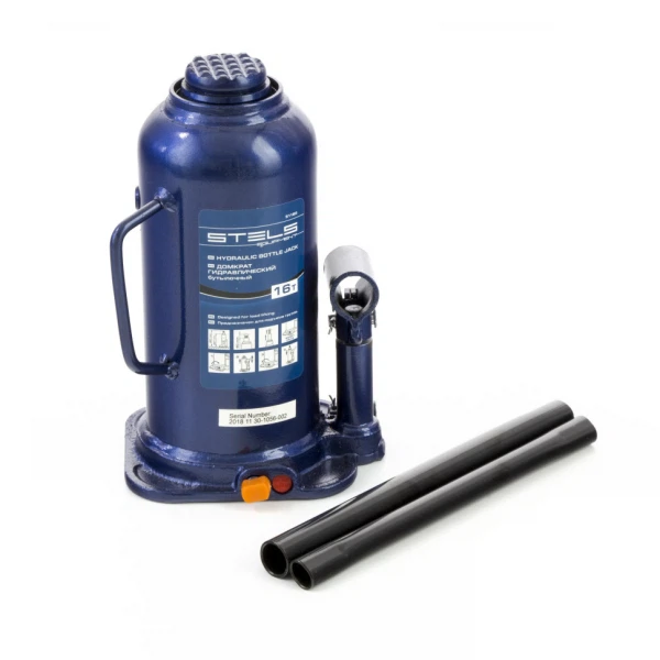 Домкрат гидравлический бутылочный, 16 т, h подъема 227?457 мм stels