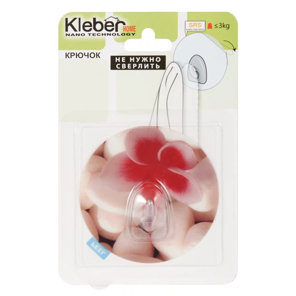 

крючок на силиконе цветок розовый kleber home