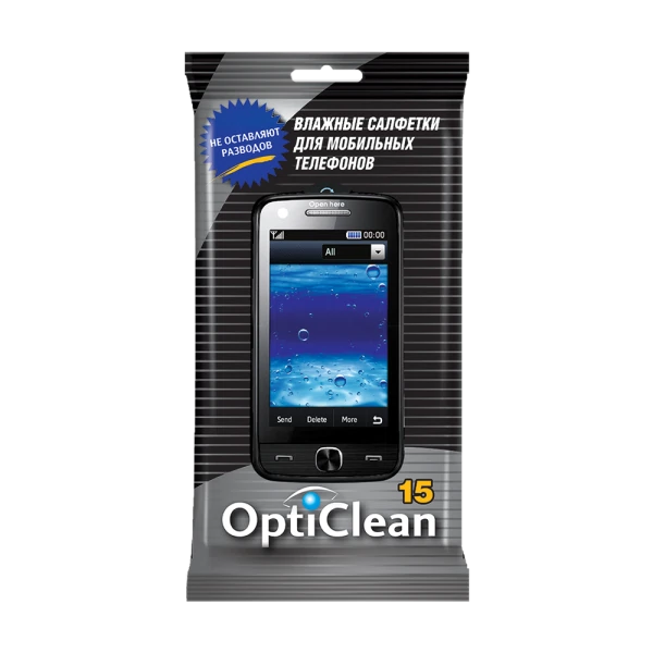 салфетки влажные opti clean 15шт для мобильных телефонов