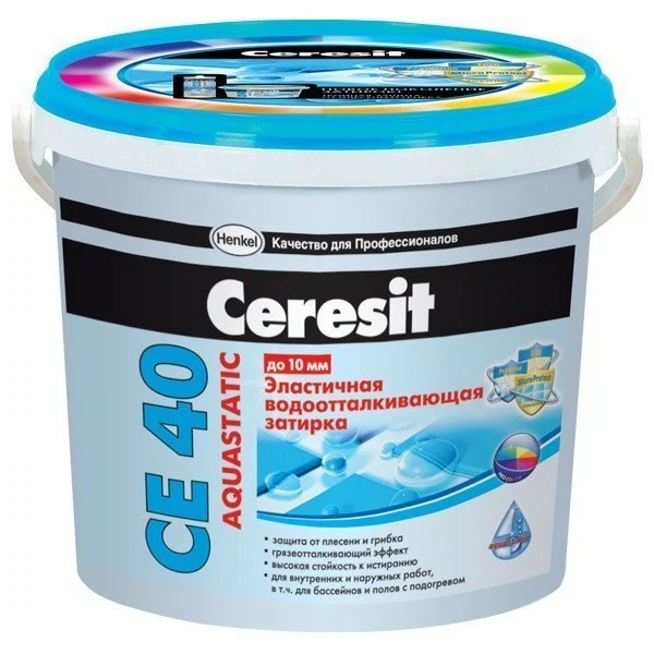 

затирка водоотталкивающая ceresit се 40, цвет серая, 2 кг, Серый