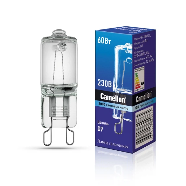 Лампа галогеновая camelion 5555 g9 капсульная
