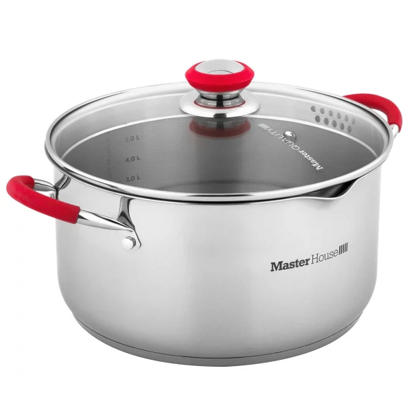 

кастрюля 6,9л мастер хауc нерж.сталь со стеклянной крышкой d26см/h13,5см 60483