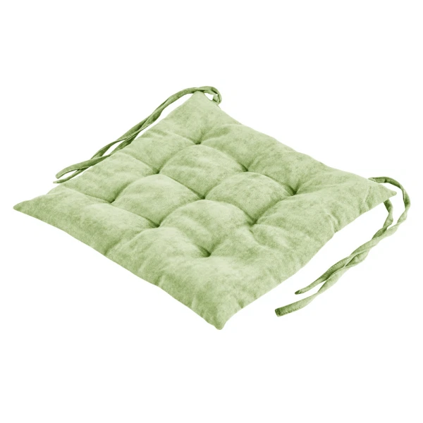 галета на стул 40*40 04 велюр однотонный светло-зеленый