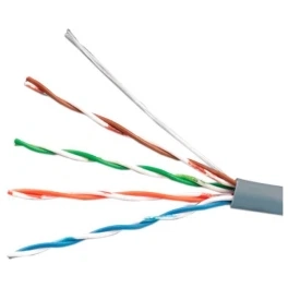 Кабель витая пара омедненный U/UTP, CAT 5e, PVC, 4PR 24AWG, INDOOR, SOLID, серый, 305м PROconnect