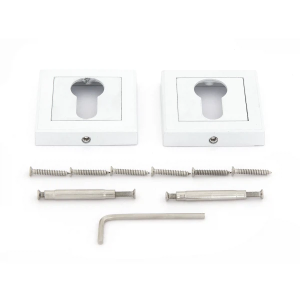 Фото Накладка под цилиндр фабрика замков квадратная, цвет белый матовый