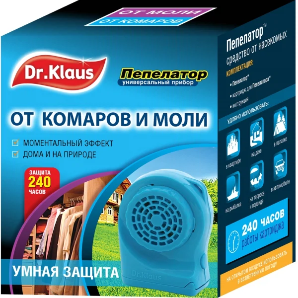 

пепелатор универсальный от комаров и моли dr.klaus в комплекте с картриджем dk34140041