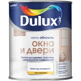 Краска для дерева и пластика водно-дисперсионная Dulux Окна и двери полуматовая база BС 0,75 л