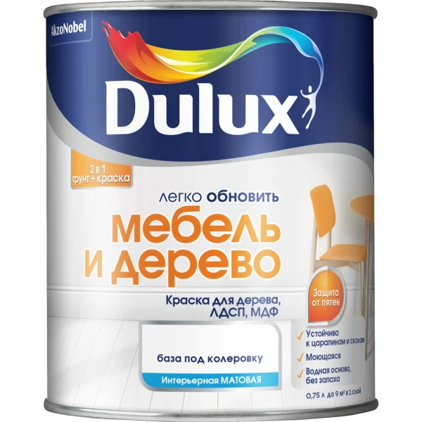 Краска dulux мебель и дерево база bw белая