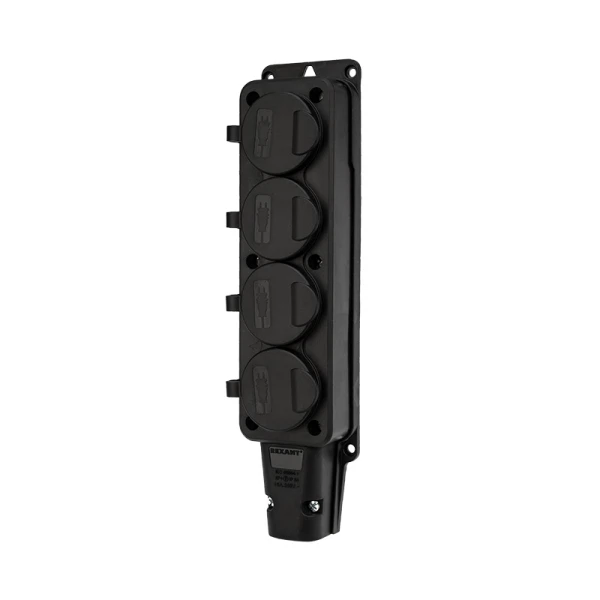 

колодка каучук, 4 поста, с/з, 16а, настенная с крышкой, ip54, черная, rexant 111-114, Черный
