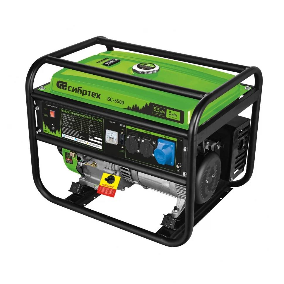 Изображение товара Бензиновый генератор БС-6500, 5,5 кВт, мобильноЕ устройство с ручным запуском
