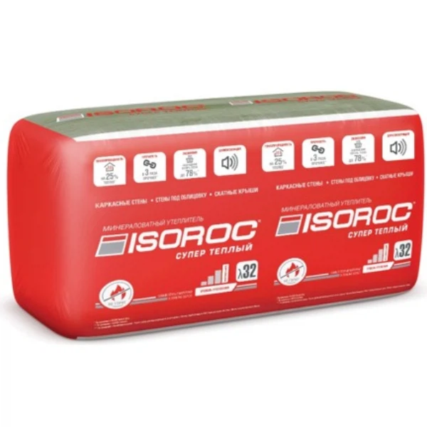 

теплоизоляция isoroc супер теплый 1000х610х100мм (3,05м2, 0,31м3, 5шт/упак)