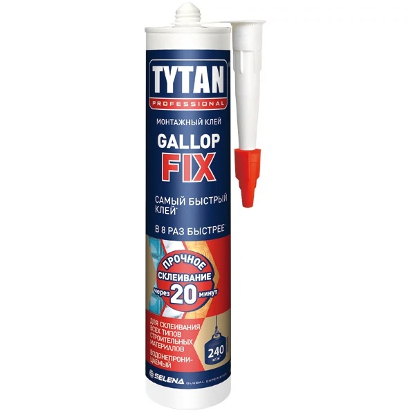 

клей монтажный tytan professional gallop fix универсальный белый 290мл.