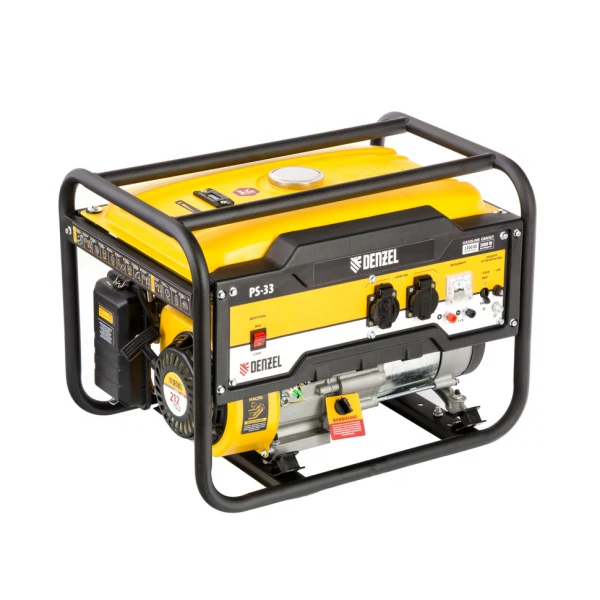 Генератор бензиновый ps 33, 3.3 квт, 230 в, 15 л, ручной стартер denzel 946834