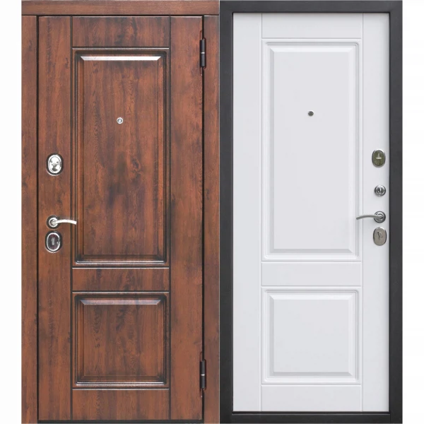 Фото Дверь входная 9,5 см вена винорит патина мдф/мдф белый матовый (860мм) правая 2050х860 правая,