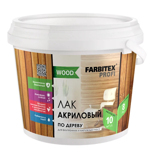 Лак акриловый farbitex profi wood универсальный