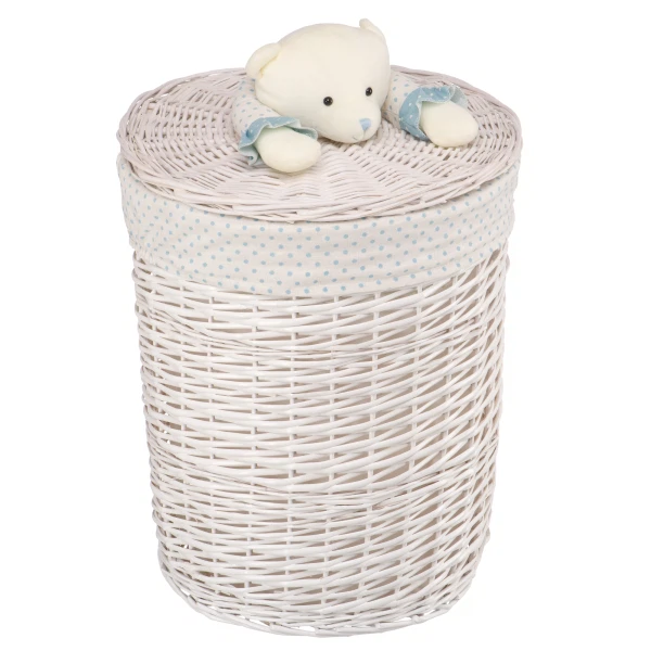 Фото Корзина бельевая 450*550*550 медвежонок голубой natural hause белый ew-33 l