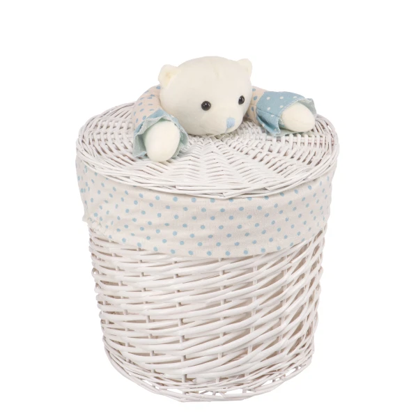 Фото Корзина бельевая 300*300*360 медвежонок голубой natural hause белый ew-33 s