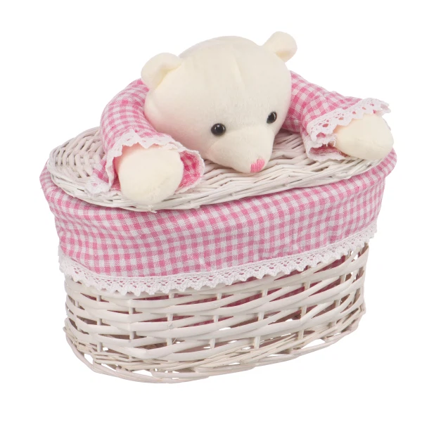 Фото Корзина бельевая 260*150*160 медвежонок розовый natural hause белый ew-34 xs