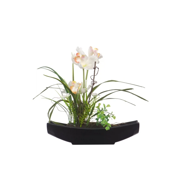 Фото Орхидея 280*70*335 engard в черной ладье белая yw-31
