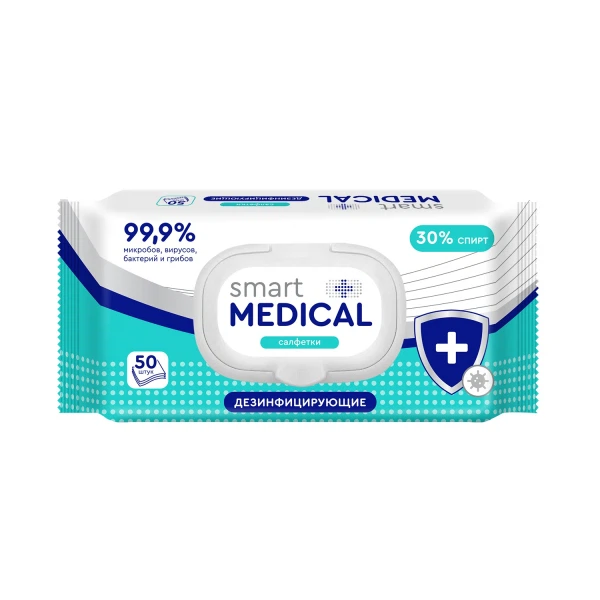 

салфетки антисептические №50 smart medical с пласт.клапаном 72028