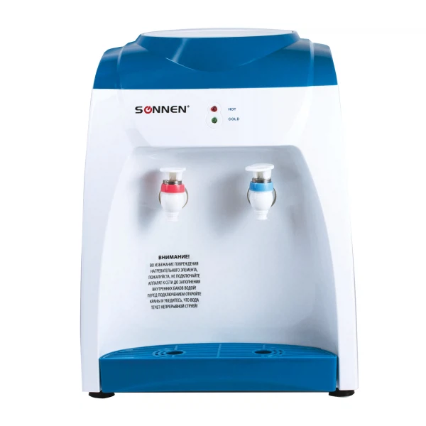 Фото Кулер для воды sonnen ts-03 настольный,нагрев/охлаждение электронное,2 крана,белый/синий 452418