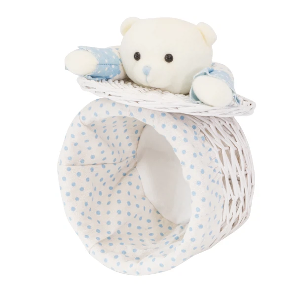 Фото Корзина бельевая 210*210*160 медвежонок голубой natural hause белый ew-33 xs